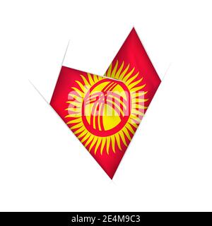 Sketched crooked heart with flag of Kyrgyzstan Stock Vector
