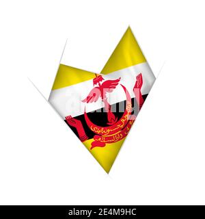 Sketched crooked heart with flag of Brunei Stock Vector