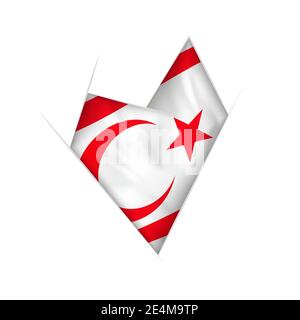 Sketched crooked heart with flag of Northern Cyprus Stock Vector