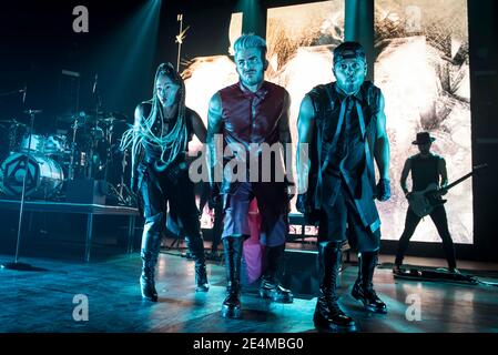 Adam Lambert performs live on stage at the Eventim Apollo, Hammersmith - London Stock Photo