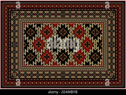 Luxury vintage carpet with oriental ornaments in blue tones with beige ...