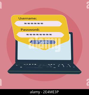Interface design of the login and registration form. The page on the computer, the login to the web element. Stock Vector