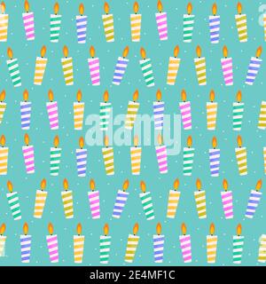 Happy Birthday Seamless Pattern Background with Candles. Vector Illustration EPS10 Stock Vector