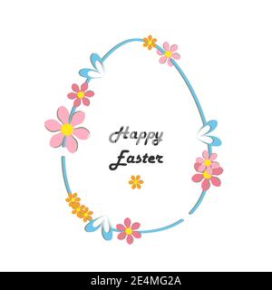 Decorative floral frame. Spring time, Easter concept. White background. Editable Stock Vector