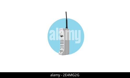 Vector Isolated Illustration of a 80s mobile phone. Vintage Phone Icon Stock Vector