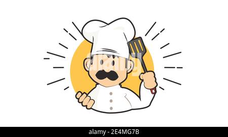 Vector Isolated Illustration of a Chef. Chef or Kitchen Icon Stock Vector