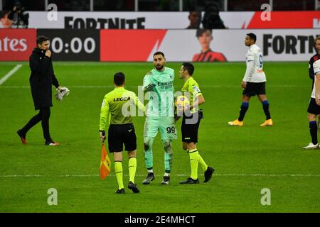 Milano, Italy. 23rd Jan, 2021. Gianluigi Donnarumma (99) of AC Milan seen after the Serie A match between AC Milan and Atalanta at San Siro in Milano. (Photo Credit: Gonzales Photo/Alamy Live News Stock Photo