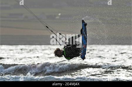 Sideways action on surf kite Stock Photo