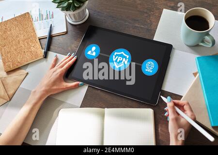 VPN - Virtual perivate network. Internet conncetion privacy concept Stock Photo