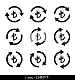 Set of turkish lira money icon, Collection of tl business sign, market economy vector illustration . Stock Vector