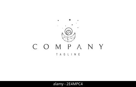 Vector logo on which an abstract image of two moons in a linear style. Stock Vector