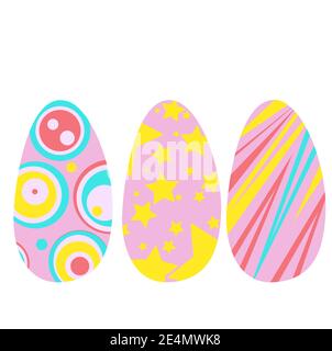 colored easter eggs with patterns. Vector illustration Stock Vector