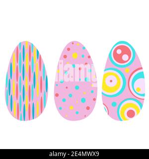 colored easter eggs with patterns. Vector illustration Stock Vector