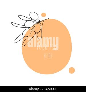 Minimal Hippophae leaf on abstract background.  Stock Vector