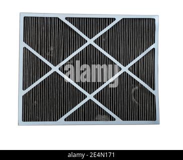 Dirty air filter from home air conditioner isolated on a white background Stock Photo