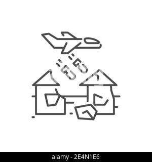 House bombing color line icon. Editable stroke. Stock Vector