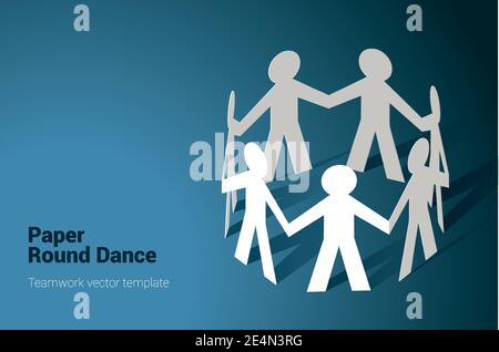 team in chain round dance Stock Vector