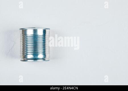 Closed tin can on a white background Stock Photo