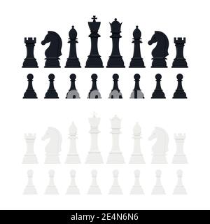 Chess pieces vector icon set isolated on white background. Stock Vector