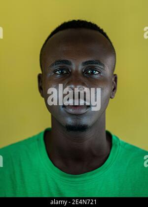 Handsome young black African American man closeup a portrait Stock Photo
