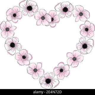 Spring fresh flower wreath, pink etals blomsom Stock Vector
