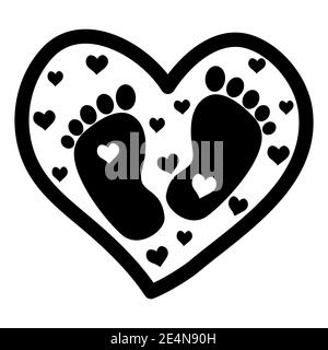 Download Baby Feet Footprint With Heart Vector Illustraton Stock Vector Image Art Alamy