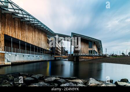 Oslo, Norway - August 11, 2019: Astrup Fearnley Museum of Modern Art. Long exposure view Stock Photo