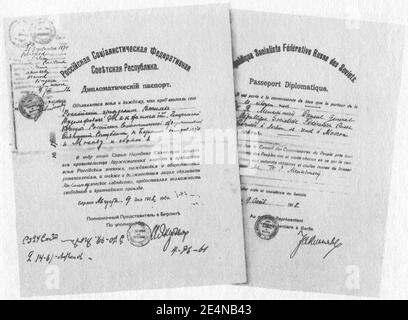 Menzhinsky's diplomatic passport. Stock Photo