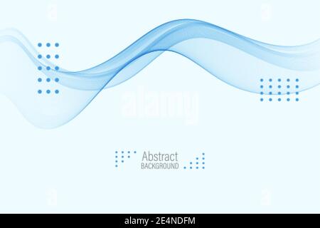 Smooth abstract border wave blue background,modern futuristic cool layout. Vector illustration Stock Vector