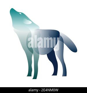 Vector wolf in gradient style. Digital art Stock Vector
