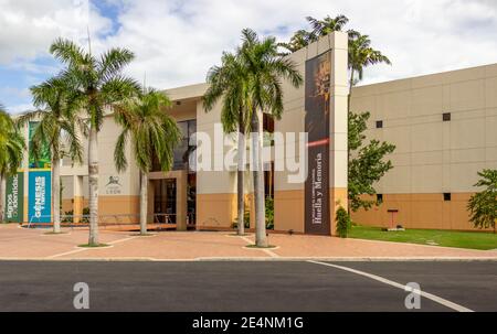 The Eduardo León Jimenes Cultural Centre, also known as Centro León (León Centre), sits amid palms in Santiago de los Caballeros, Dominican Republic. Stock Photo