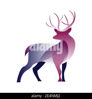 Vector deer in gradient style. Digital art Stock Vector
