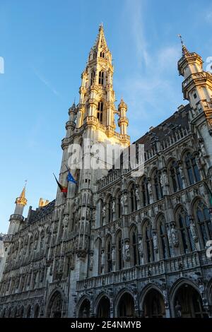 Medieval Town Hall on the Grand Place, Grote Markt square in Brussels, Belgium