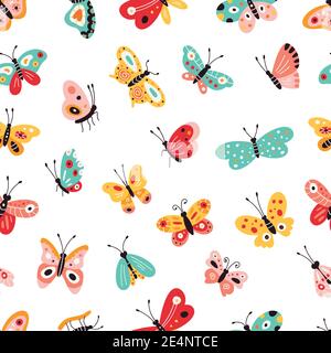 Set of different colored butterflies. Pattern. Vector illustration Stock Vector
