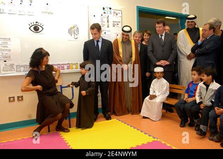 President Nicolas Sarkozy with Qatar's Crown Prince Sheikh Tamim Bin Hamad Al Thani inaugurate French school Lycee Voltaire in Doha, Qatar, on January 15, 2008. Photo by Ammar Abd Rabbo/ABACAPRESS.COM Stock Photo