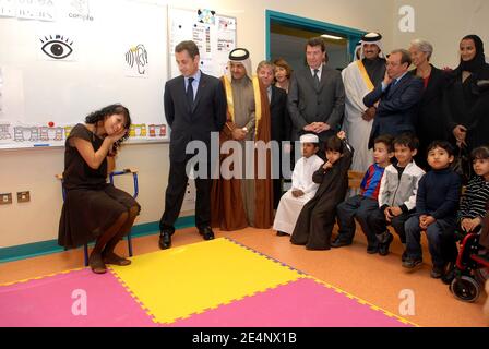 President Nicolas Sarkozy with Qatar's Crown Prince Sheikh Tamim Bin Hamad Al Thani inaugurate French school Lycee Voltaire in Doha, Qatar, on January 15, 2008. Photo by Ammar Abd Rabbo/ABACAPRESS.COM Stock Photo