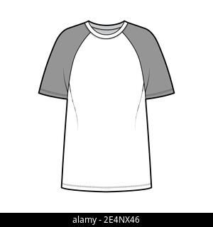 Tshirt American Football Technical Fashion Illustration With Raglan Short  Sleeves Tunic Length Crew Neck Oversized Stock Illustration - Download  Image Now - iStock