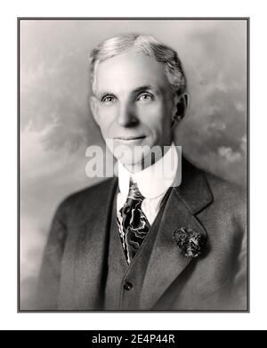 Henry Ford studio formal corporate portrait 1919 visionary founder of The Ford Motor Company  and led the company, presiding over two tenures, 1906–1919 and 1943–1945 Stock Photo