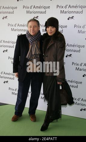 Jean Todt and his girlfriend actress Michelle Yeoh attend the Prix d'Amerique trotting horse race at the Vincennes horse track, east of Paris, France, on January 27, 2008. Photo by Denis Guignebourg/ABACAPRESS.COM Stock Photo