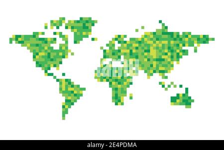 World map green mosaic of small circles. Vector illustration Stock ...
