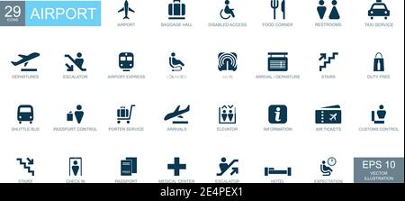 Abstract icons on the theme of airport - Vector illustration Stock Vector