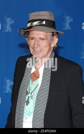 British rock legends the Rolling Stones lead guitar Keith Richards poses for pictures during the photocall of his new documentary film 'Shine a Light' at the 58th annual Berlin Film Festival, in Berlin, Germany, on February 7, 2008. Photo by Nicolas Khayat/ABACAPRESS.COM Stock Photo