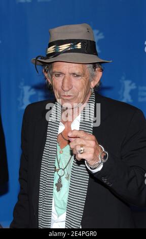British rock legends the Rolling Stones lead guitar Keith Richards poses for pictures during the photocall of his new documentary film 'Shine a Light' at the 58th annual Berlin Film Festival, in Berlin, Germany, on February 7, 2008. Photo by Nicolas Khayat/ABACAPRESS.COM Stock Photo