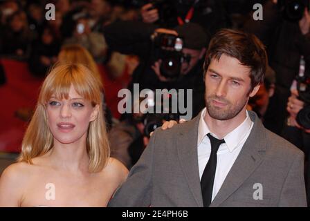 German actress Heike Makatsch and her boyfriend Max Schroeder walk the red carpet on the opening night of the festival headlining the screening of the new documentary film 'Shine a Light' at the 58th annual Berlin Film Festival, in Berlin, Germany, on February 7, 2008. Photo by Nicolas Khayat/ABACAPRESS.COM Stock Photo