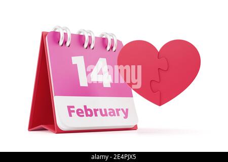 Festive Calendar for February, 14 Stock Photo