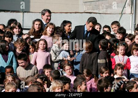 French Minister for National Education, Xavier Darcos and French President Nicolas Sarkozy during their visit to a school in Perigeux, southwestern France on February 15, 2008. Photo by Ludovic/Pool/ABACAPRESS.COM Stock Photo