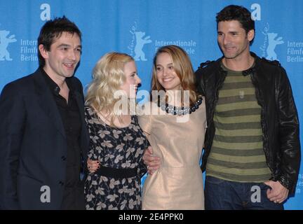 Director Justin Chadwick and cast members Natalie Portman, Scarlett Johansson and Eric Bana pose for pictures during the 'The Other Boleyn Girl' photocall at the 58th annual Berlin Film Festival, in Berlin, Germany on February 15, 2008. Photo by Nicolas Khayat/ABACAPRESS.COM Stock Photo