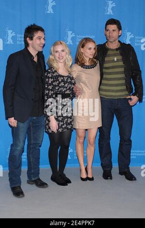 Director Justin Chadwick and cast members Natalie Portman, Scarlett Johansson and Eric Bana pose for pictures during the 'The Other Boleyn Girl' photocall at the 58th annual Berlin Film Festival, in Berlin, Germany on February 15, 2008. Photo by Nicolas Khayat/ABACAPRESS.COM Stock Photo