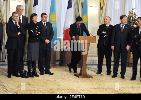 Denis Ranque ( Thales CEO), Anne Lauvergeon ( Areva CEO), Jean-Francois Cirelli ( Gaz de France CEO), Francois Fillon, Dominique Bussereau and Herve Novelli during an official visit of French Prime Minister to Kazakhstan, in Astana on February 8, 2008. Photo by Elodie Gregoire/ABACAPRESS.COM Stock Photo