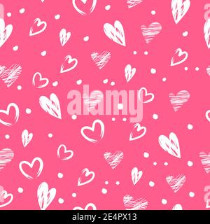 Seamless pattern with white hearts for valentine's day Stock Vector